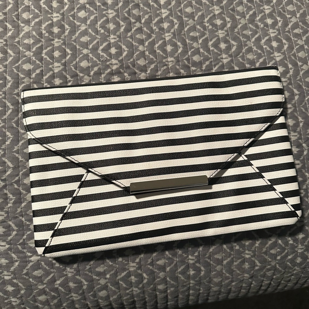 Black and White Striped Clutch